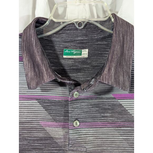 Ben Hogan Performance Purple/Gray Heather Striped Golf Polo Size 2XL - Picture 2 of 9
